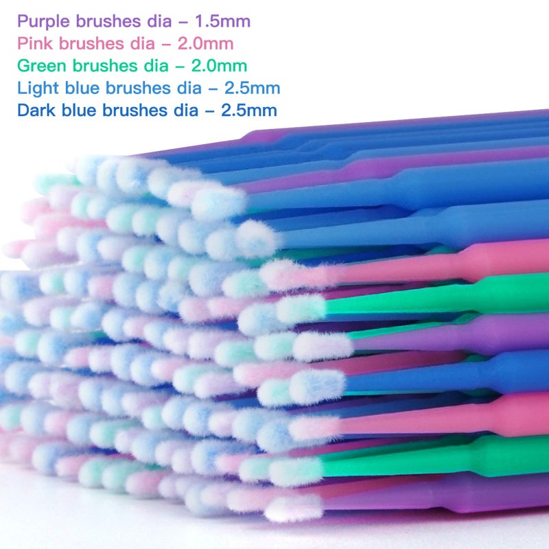 Cuttte 500PCS Disposable Micro Swabs for Eyelash Extension, Micro Applicators Eyelash Swabs for Makeup Application Multi-colored (Head Diameter: 1.5/2.0/2.5 mm) - Image 2
